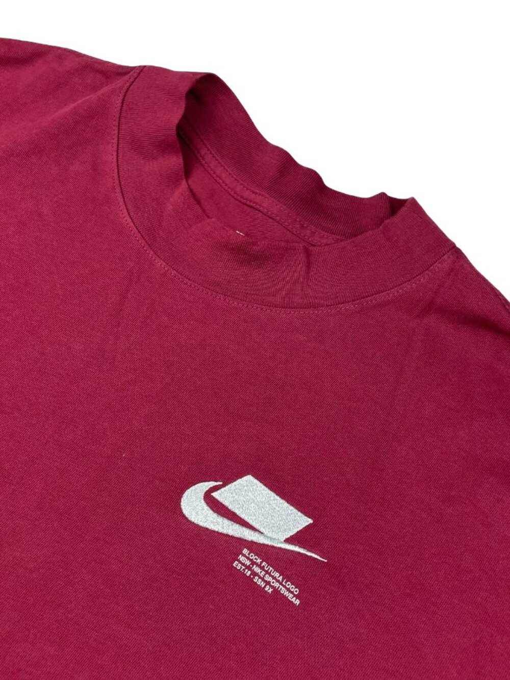 Nike Men's Block Futura 100% Cotton L/S T-Shirt Burgundy • DM4114-638 • Large